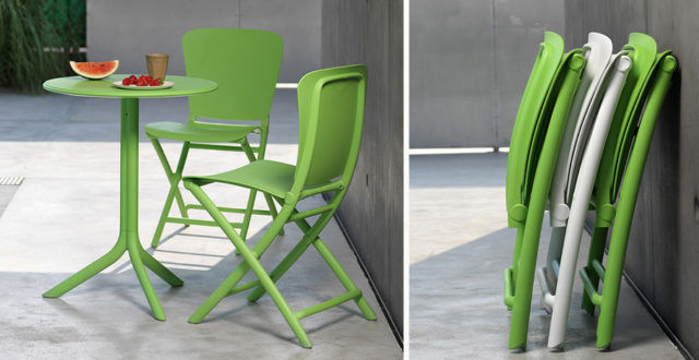 Zag tavolo e sedie di Nardi outdoor colore bianche e verde foglia.